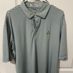 Peter Millar Augusta National Masters Tournament Blue and Yellow Striped Polo